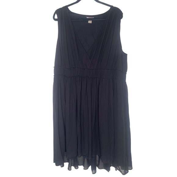 H&M Black Dress Size 22 Sleeveless Chiffon Lined Midi Plus Size Party Cocktail - Picture 1 of 10
